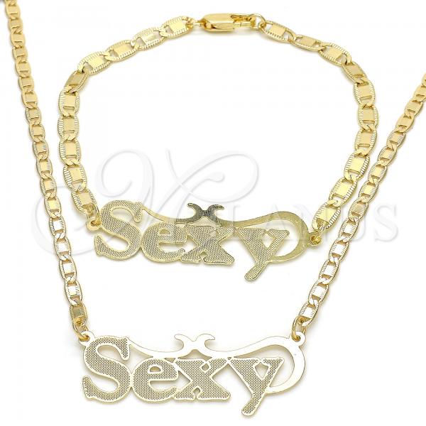 Oro Laminado Necklace and Bracelet, Gold Filled Style Polished, Golden Finish, 06.63.0240