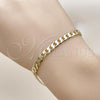 Oro Laminado Basic Bracelet, Gold Filled Style Curb Design, Polished, Golden Finish, 5.222.004.07
