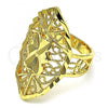 Oro Laminado Elegant Ring, Gold Filled Style Bow and Filigree Design, Diamond Cutting Finish, Golden Finish, 01.233.0030.07