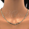 Oro Laminado Basic Necklace, Gold Filled Style Figaro Design, Diamond Cutting Finish, Golden Finish, 5.222.031.30