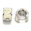 Stainless Steel Huggie Hoop, with Multicolor Cubic Zirconia, Polished, Steel Finish, 02.230.0007.18