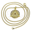 Oro Laminado Pendant Necklace, Gold Filled Style Evil Eye Design, with Multicolor Micro Pave, Polished, Golden Finish, 04.313.0044.20