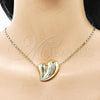 Oro Laminado Fancy Necklace, Gold Filled Style Heart and Guadalupe Design, Polished, Golden Finish, 04.253.0022.18