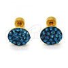 Stainless Steel Stud Earring, with Blue Topaz Crystal, Polished, Golden Finish, 02.271.0007.9