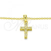 Sterling Silver Pendant Necklace, Cross Design, with White Cubic Zirconia, Polished, Golden Finish, 04.336.0119.2.16