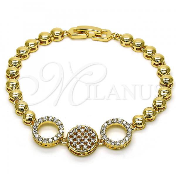 Oro Laminado Fancy Bracelet, Gold Filled Style with White Micro Pave, Polished, Golden Finish, 03.283.0252.07