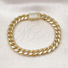 Oro Laminado Fancy Bracelet, Gold Filled Style Chunky Design, with White Micro Pave, Polished, Golden Finish, 03.156.0040.07