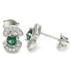 Sterling Silver Stud Earring, with Green and White Cubic Zirconia, Polished, Rhodium Finish, 02.369.0008.1
