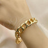 Oro Laminado Basic Bracelet, Gold Filled Style Miami Cuban Design, Polished, Golden Finish, 03.331.0121.09