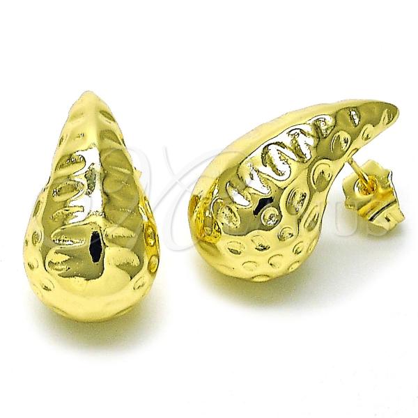 Oro Laminado Stud Earring, Gold Filled Style Teardrop Design, Polished, Golden Finish, 02.260.0023