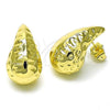Oro Laminado Stud Earring, Gold Filled Style Teardrop Design, Polished, Golden Finish, 02.260.0023