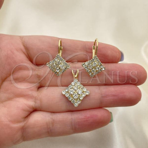 Oro Laminado Earring and Pendant Adult Set, Gold Filled Style with  Cubic Zirconia, Golden Finish, 5.056.006