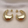 Oro Laminado Stud Earring, Gold Filled Style Hollow Design, Polished, Golden Finish, 02.163.0319