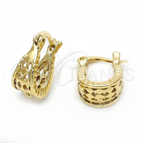 Oro Laminado Small Hoop, Gold Filled Style Filigree Design, Polished, Golden Finish, 5.153.050
