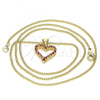 Oro Laminado Pendant Necklace, Gold Filled Style Heart Design, with Garnet Micro Pave, Polished, Golden Finish, 04.156.0049.2.20