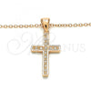 Sterling Silver Pendant Necklace, Cross Design, with White Micro Pave, Polished, Rose Gold Finish, 04.336.0079.1.16
