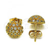 Oro Laminado Stud Earring, Gold Filled Style with White Micro Pave, Polished, Golden Finish, 02.344.0017