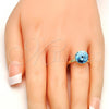 Oro Laminado Multi Stone Ring, Gold Filled Style with Aquamarine Swarovski Crystals, Polished, Golden Finish, 01.239.0001.9 (One size fits all)