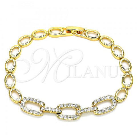 Oro Laminado Fancy Bracelet, Gold Filled Style with White Micro Pave, Polished, Golden Finish, 03.266.0033.07