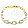 Oro Laminado Fancy Bracelet, Gold Filled Style with White Micro Pave, Polished, Golden Finish, 03.266.0033.07