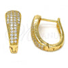 Oro Laminado Huggie Hoop, Gold Filled Style with White Micro Pave, Polished, Golden Finish, 02.217.0036.15