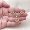 Oro Laminado Earring and Pendant Adult Set, Gold Filled Style Flower Design, Matte Finish, Golden Finish, 10.342.0257