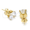 Oro Laminado Stud Earring, Gold Filled Style with White Cubic Zirconia, Polished, Golden Finish, 5.128.021