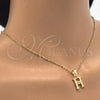 Oro Laminado Fancy Pendant, Gold Filled Style Initials Design, with White Cubic Zirconia, Polished, Golden Finish, 05.26.0020