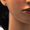 Stainless Steel Stud Earring, with White Crystal, Polished, Golden Finish, 02.271.0002