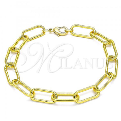 Oro Laminado Basic Bracelet, Gold Filled Style Paperclip Design, Polished, Golden Finish, 03.341.0122.08