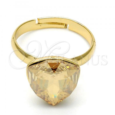 Oro Laminado Multi Stone Ring, Gold Filled Style with Golden Shadow Swarovski Crystals, Polished, Golden Finish, 01.239.0005.10 (One size fits all)