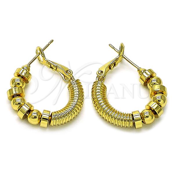 Oro Laminado Small Hoop, Gold Filled Style Ball Design, Polished, Golden Finish, 02.341.0212.20
