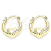 Oro Laminado Small Hoop, Gold Filled Style Heart Design, Polished, Golden Finish, 02.233.0028.15