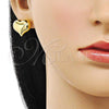 Oro Laminado Stud Earring, Gold Filled Style Chunky and Hollow Design, Polished, Golden Finish, 02.341.0197