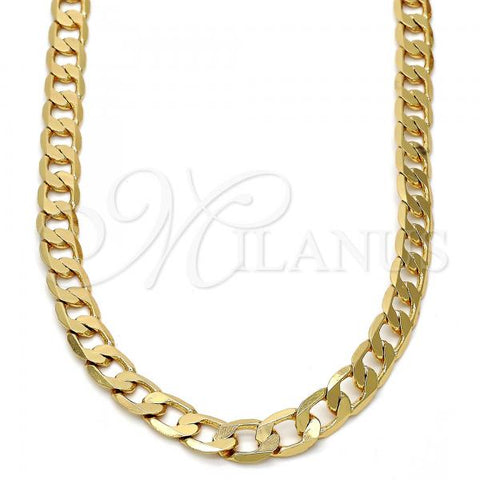 Gold Tone Basic Necklace, Curb Design, Polished, Golden Finish, 04.242.0028.28GT