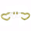 Oro Laminado Stud Earring, Gold Filled Style Heart Design, Polished, Golden Finish, 02.213.0631