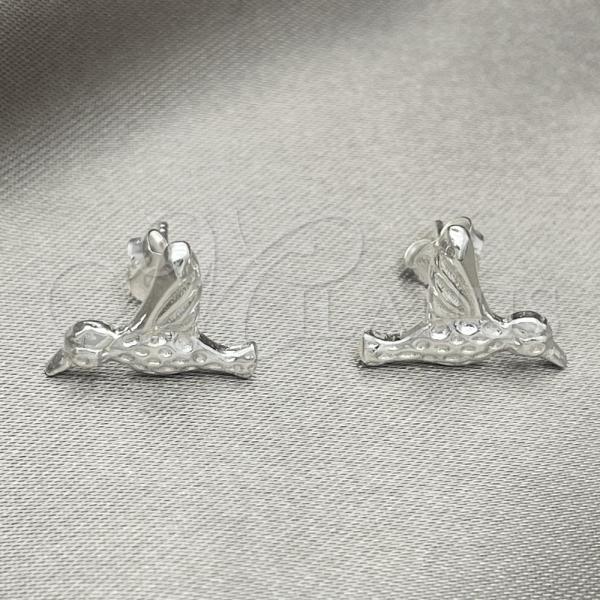 Sterling Silver Stud Earring, Bird Design, Polished, Silver Finish, 02.392.0023