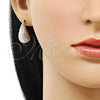 Rhodium Plated Stud Earring, Teardrop Design, Diamond Cutting Finish, Rhodium Finish, 02.196.0166