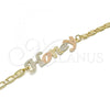 Oro Laminado Fancy Bracelet, Gold Filled Style Nameplate Design, Polished, Tricolor, 03.63.1977.1.08