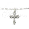 Sterling Silver Pendant Necklace, Cross Design, with White Micro Pave, Polished, Rhodium Finish, 04.336.0125.16