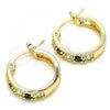 Oro Laminado Small Hoop, Gold Filled Style with Black and White Cubic Zirconia, Polished, Golden Finish, 02.210.0279.3.20