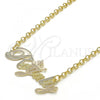 Oro Laminado Pendant Necklace, Gold Filled Style Nameplate Design, Polished, Tricolor, 04.63.1388.1.18