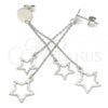 Sterling Silver Long Earring, Star Design, Polished, Rhodium Finish, 02.186.0203