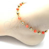 Oro Laminado Fancy Anklet, Gold Filled Style Ball Design, with Pink Pearl, Polished, Golden Finish, 03.63.2227.2.10