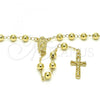 Oro Laminado Medium Rosary, Gold Filled Style Guadalupe and Crucifix Design, Polished, Golden Finish, 09.213.0018.28