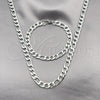 Stainless Steel Necklace and Bracelet, Figaro Design, Polished, Steel Finish, 06.116.0029