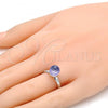 Rhodium Plated Multi Stone Ring, Ball Design, with Tanzanite Swarovski Crystals, Polished, Rhodium Finish, 01.239.0006.1 (One size fits all)