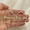 Oro Laminado Medium Hoop, Gold Filled Style Nameplate Design, Polished, Golden Finish, 02.213.0222.40