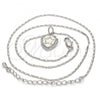 Rhodium Plated Pendant Necklace, Star Design, with White Opal and White Micro Pave, Polished, Rhodium Finish, 04.63.1325.4.18