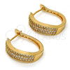 Oro Laminado Huggie Hoop, Gold Filled Style with White Micro Pave, Polished, Golden Finish, 02.260.0004.20